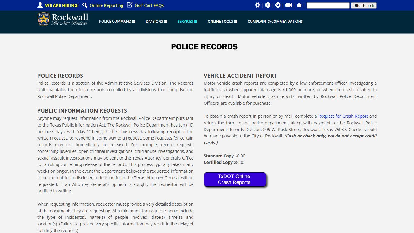Rockwall Police Department - Records Division